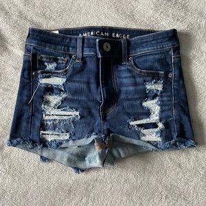 Distressed Mid To High Waist Shorts